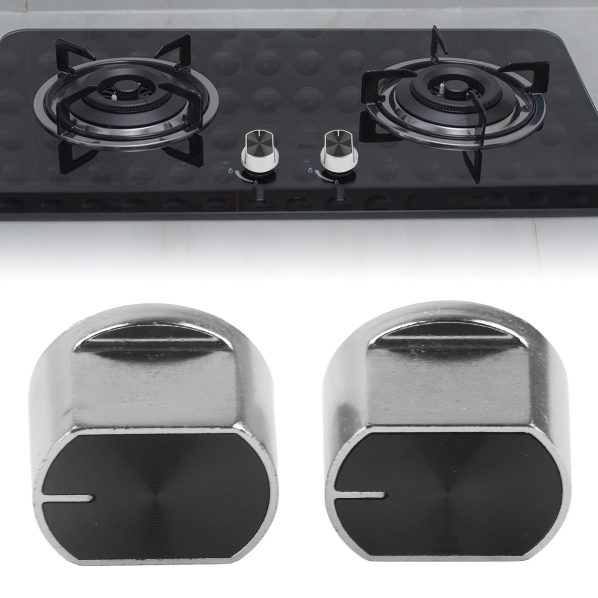 2pcs Universal Gas Stove Cooker Part Control Knobs Replacement Zinc Alloy Rotary Switch