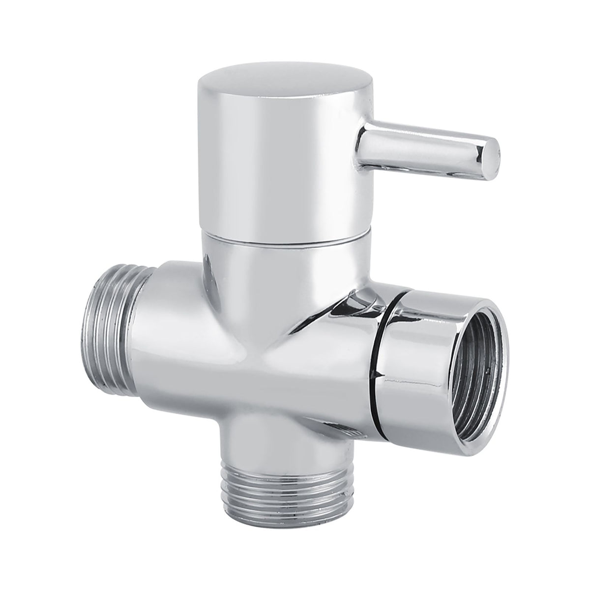 3-Way T Shape Diverter Shut Off Valve Shower Toilet Bidet Sprayer Water Adapter Chrome Color