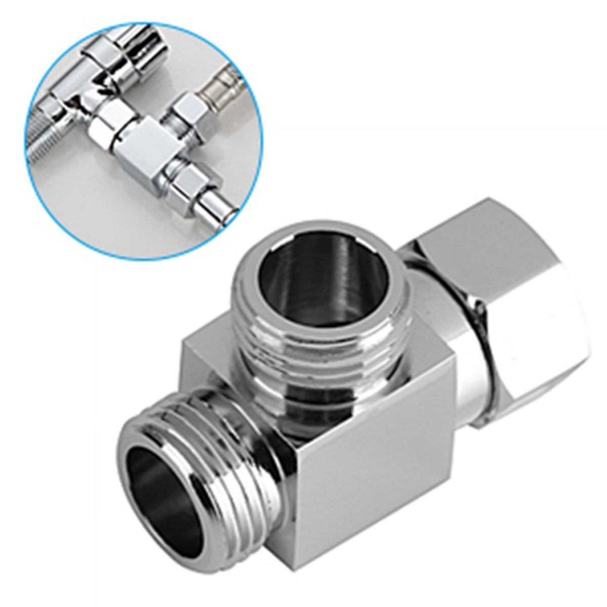 3 Way Brass Chrome Diverter G1/2" T Shape Adapter Value for Shower Arm Mounted