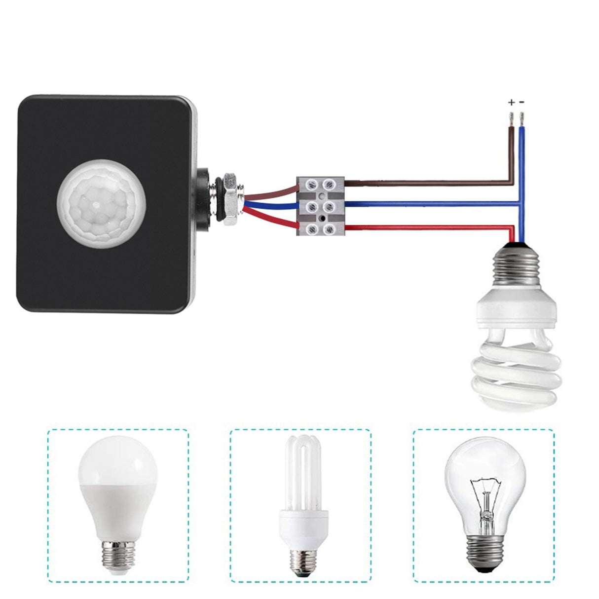 Black PIR Switch Infrared Motion Lighting Sensor Detector Wall Pavement Switch Outdoor