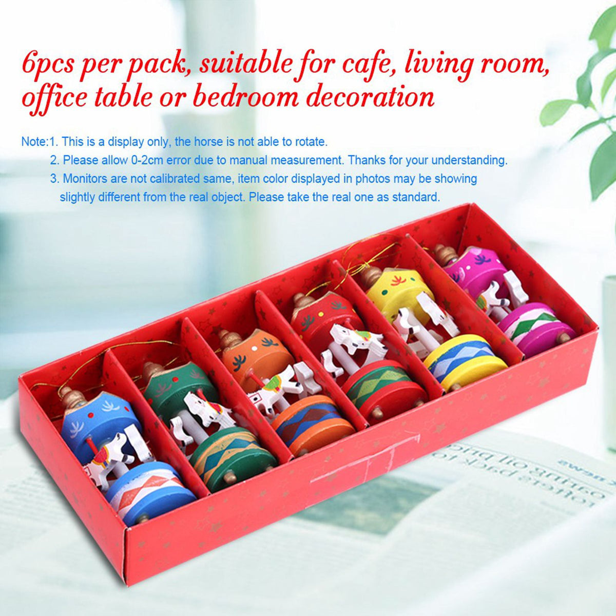 Wooden Carousel Horse Orament Merry Go Round Christmas Room Decoration Kids Gift