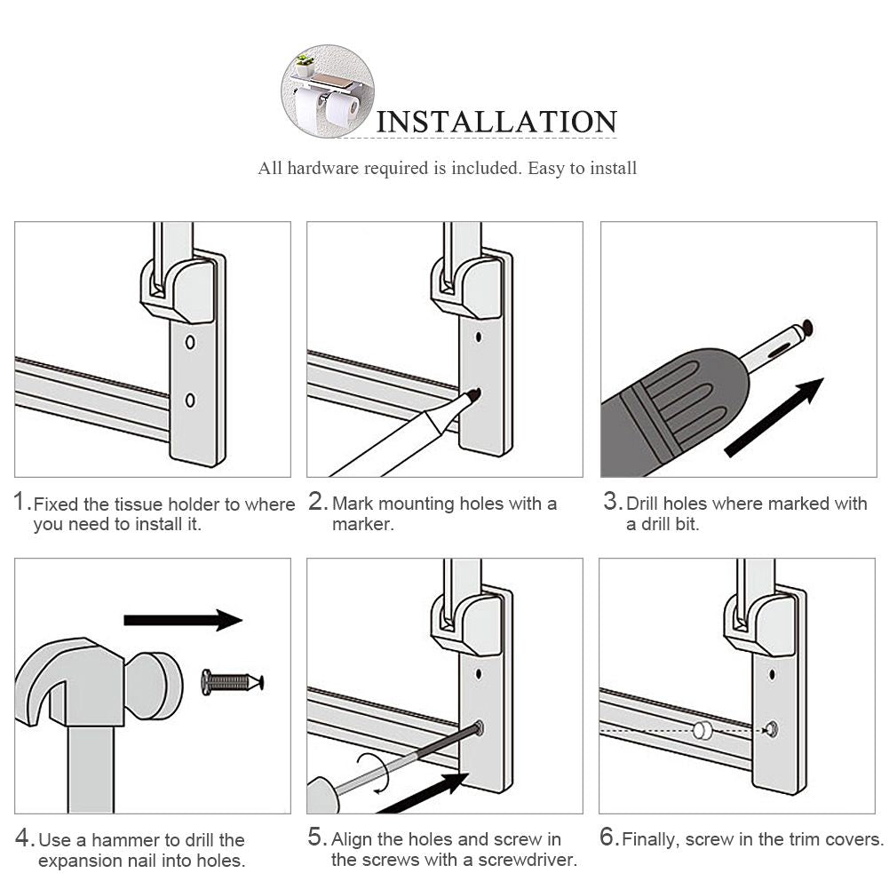 Wall Mounted SUS 304 Stainless Steel Double Roll Toilet Paper Holder, Dual Paper Tissue Roll