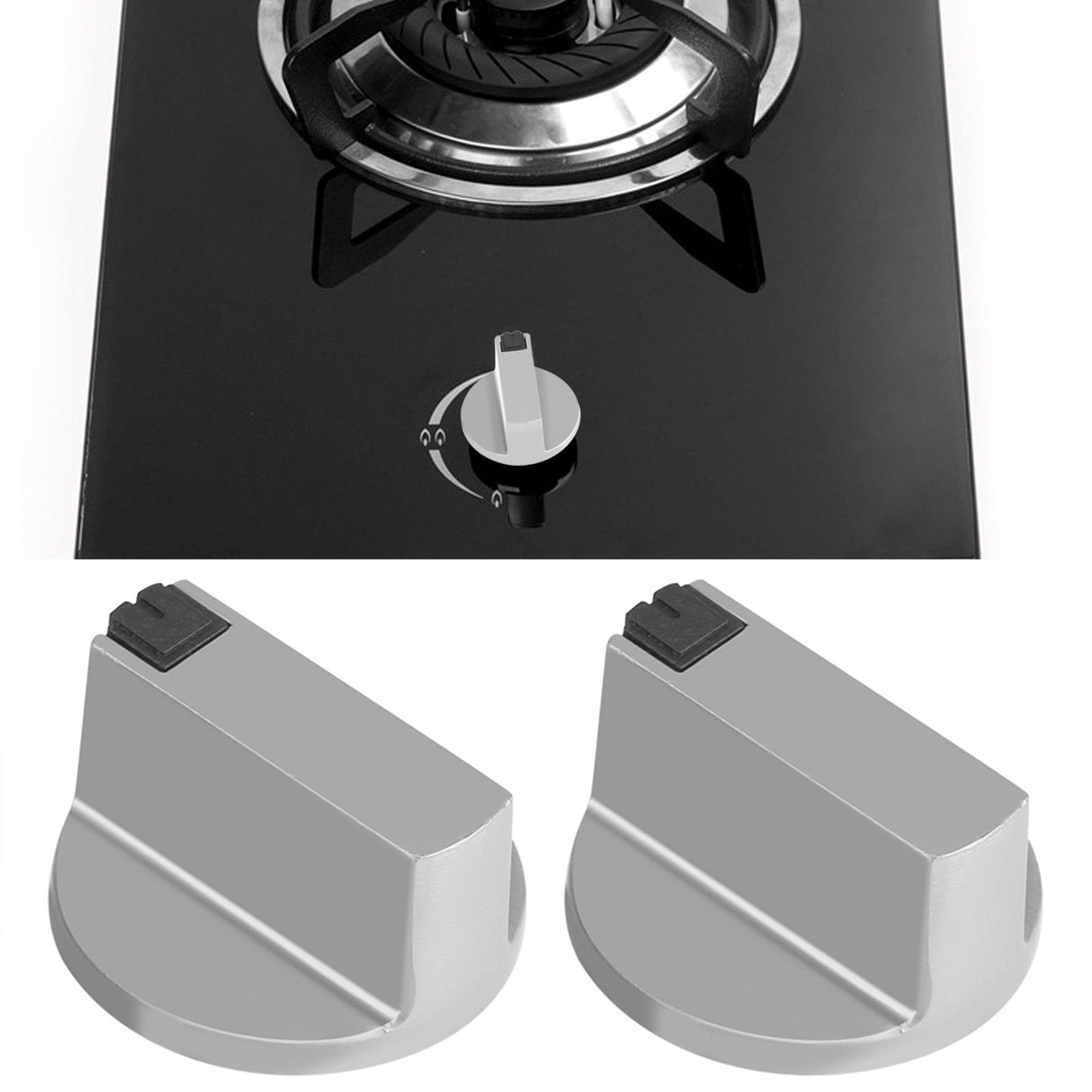 2Pcs 6mm Zinc Alloy Home Kitchen Gas Stove Knobs Cooker Oven Cooktop Metal Switch Control