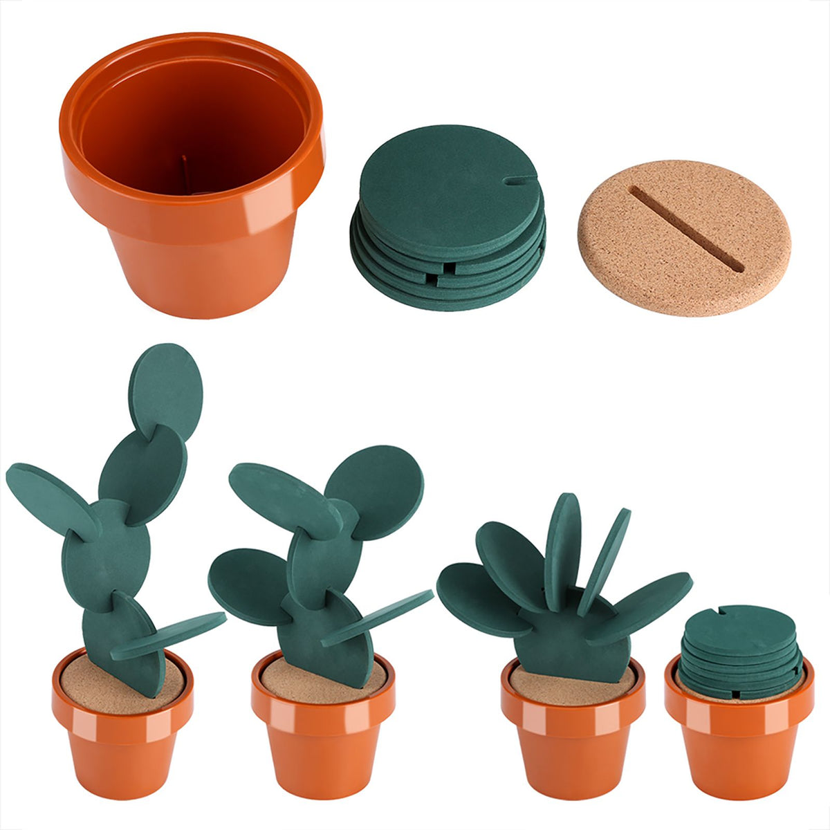 Novelty Potted Cactus Cup Mat Pad Heat Insulation Coasters Table Desktop Decoration
