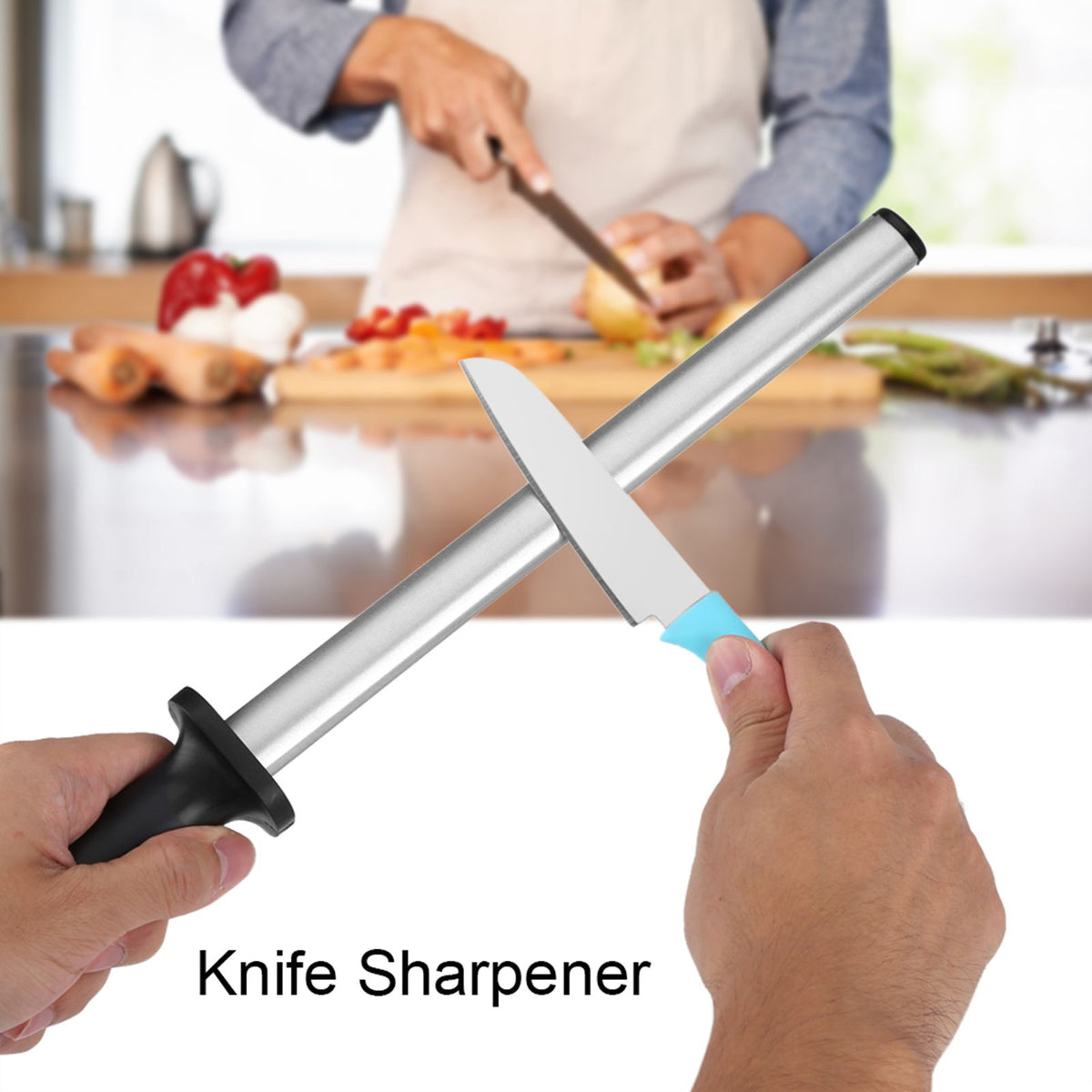 10 Inch Professional Knife Sharpening Steel Rod Home Kitchen Sharpener Stone Tool