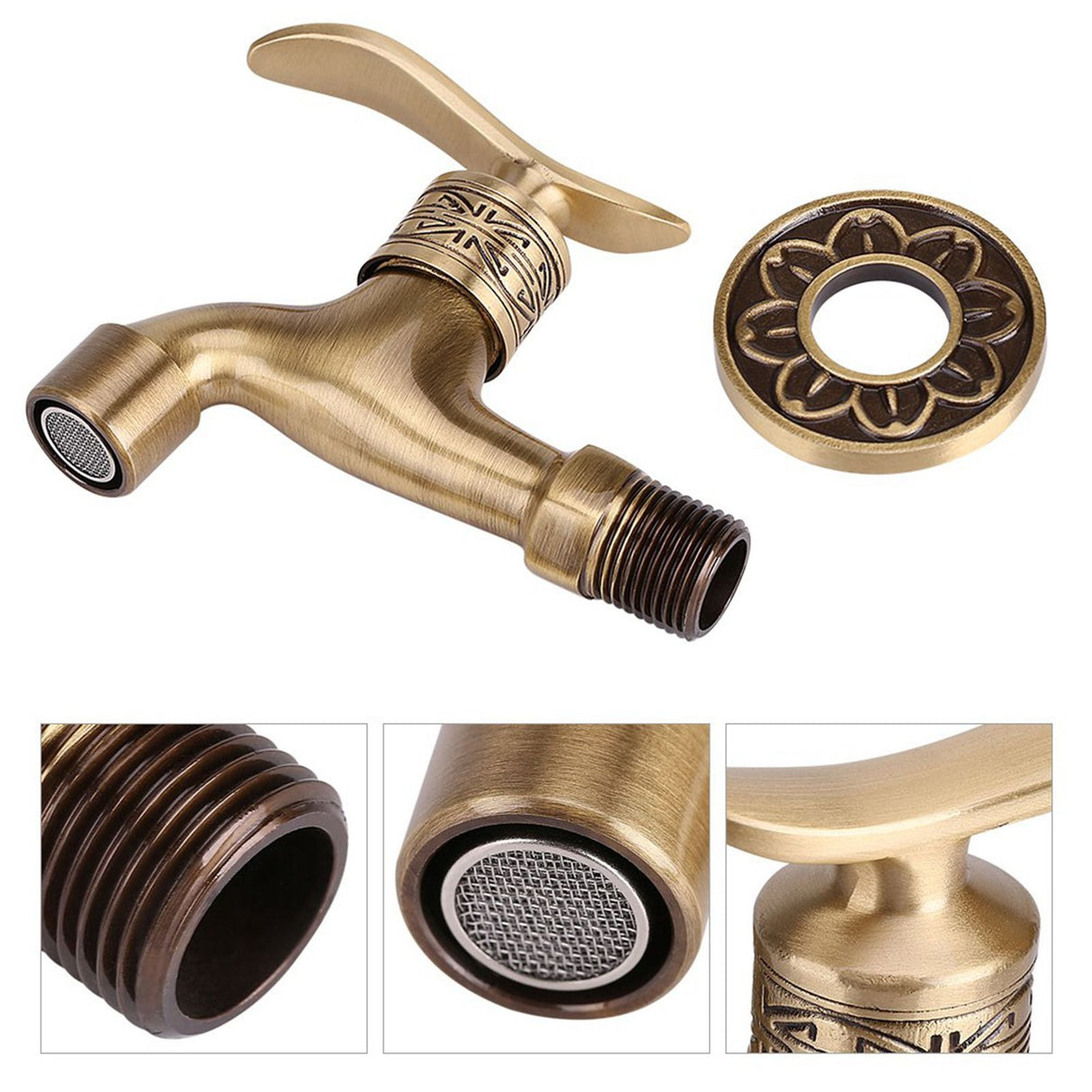 Antique Style Brass Washing Machine Faucet Wall Mount Laundry Cold Water Tap Bathroom Use