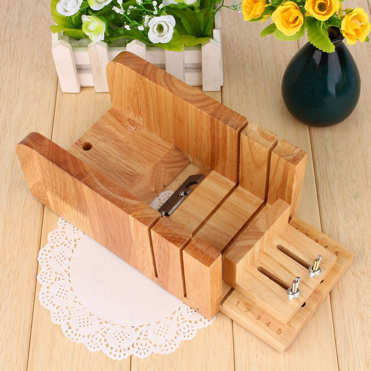 DIY Handmade Soap Tool Set Wooden Soap Loaf Mold Cutter Knife Soap Making Supplies