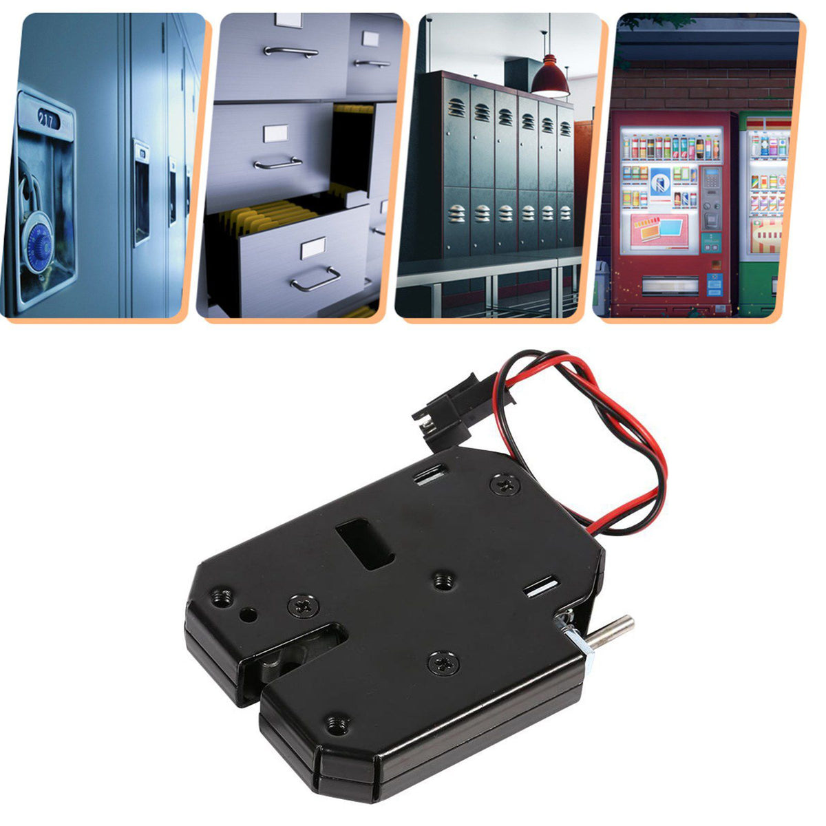 DC 12V 2A Electromagnetic Electric Control Cabinet Drawer Lockers Lock Latch Carbon Steel Black