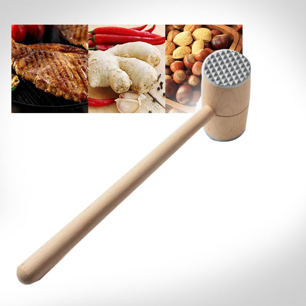 Two Sides Wood Meat Hammer Mallet Pounder for Tenderizing Steak Beef Practical Kitchen Tool