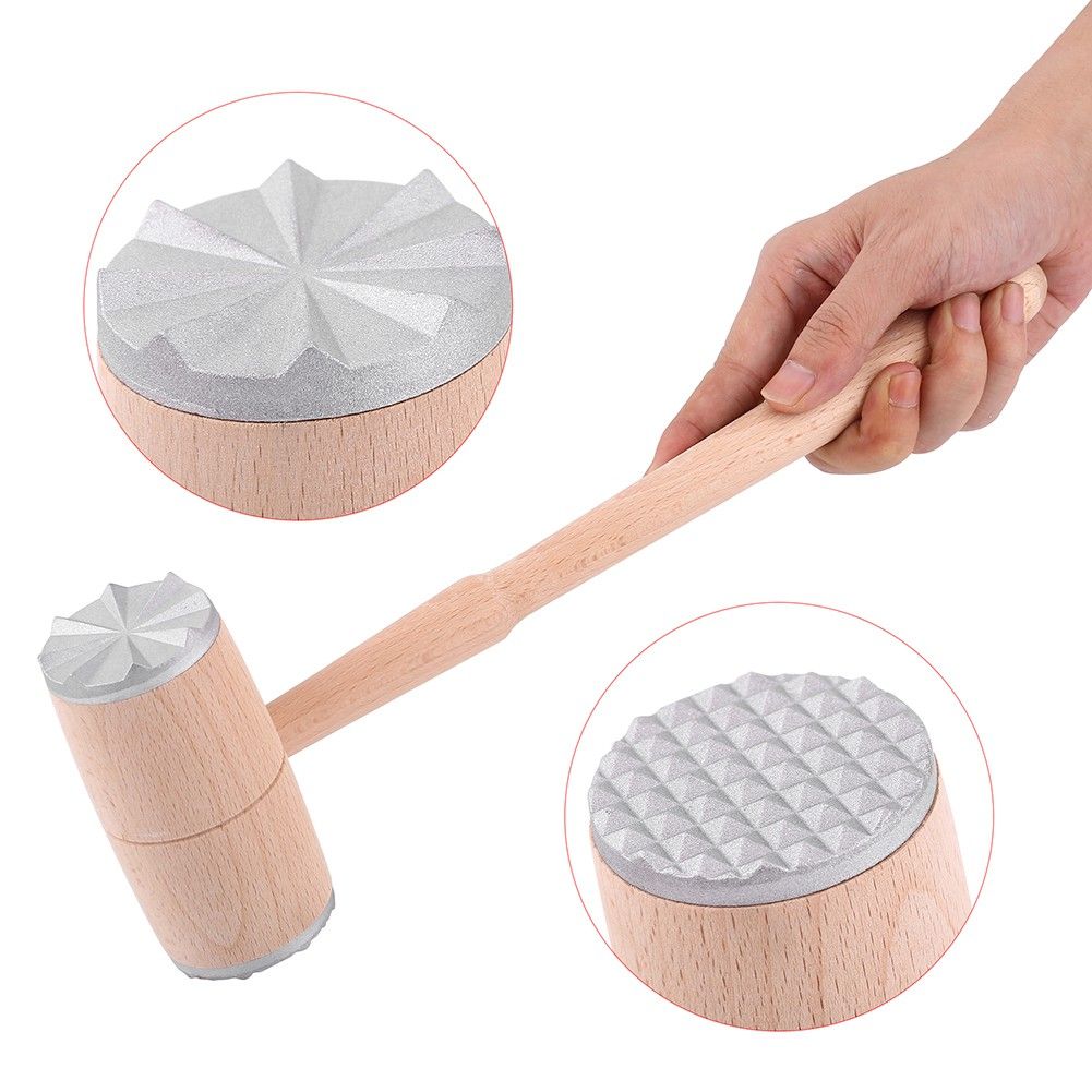 Two Sides Wood Meat Hammer Mallet Pounder for Tenderizing Steak Beef Practical Kitchen Tool