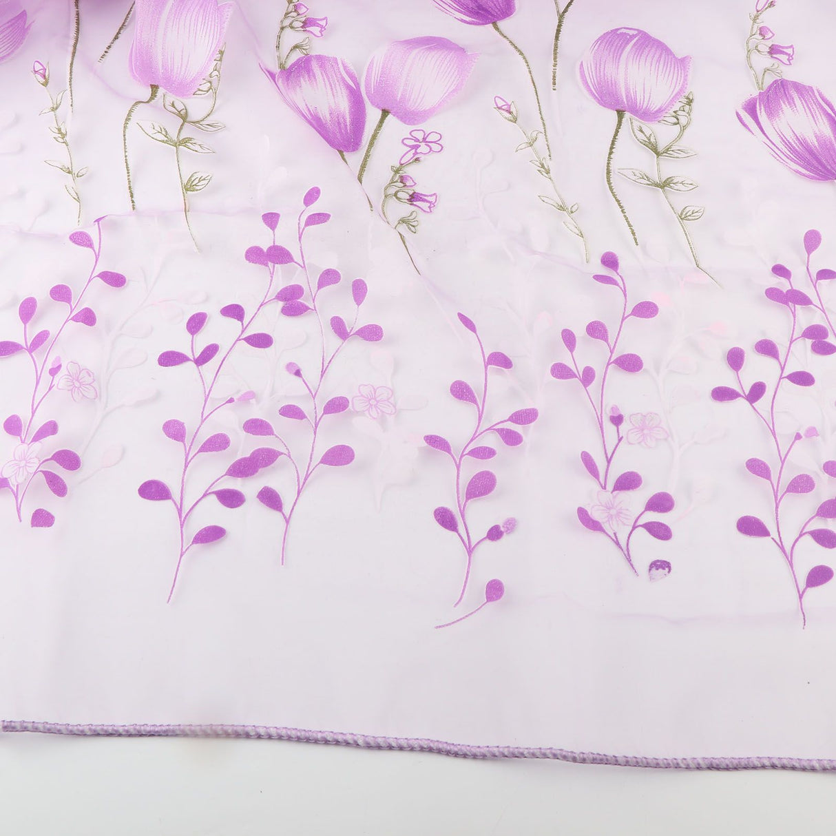 100*200cm Tulips Printing Tulle Curtains Sheer Drape Balcony Window Decoration Purple