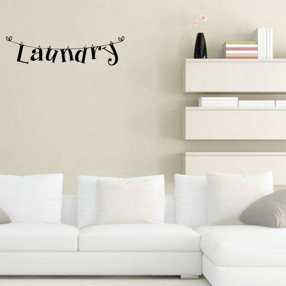 1Pc Black PVC Wall Sticker Laundry Quote Vinyl Art Decal Home Room Decoration Removable