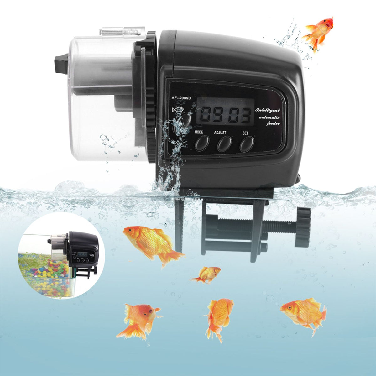 Digital LCD Electronic Fish Feeder Dispenser Timer Automatic Aquarium Tank Food Feeding Machine