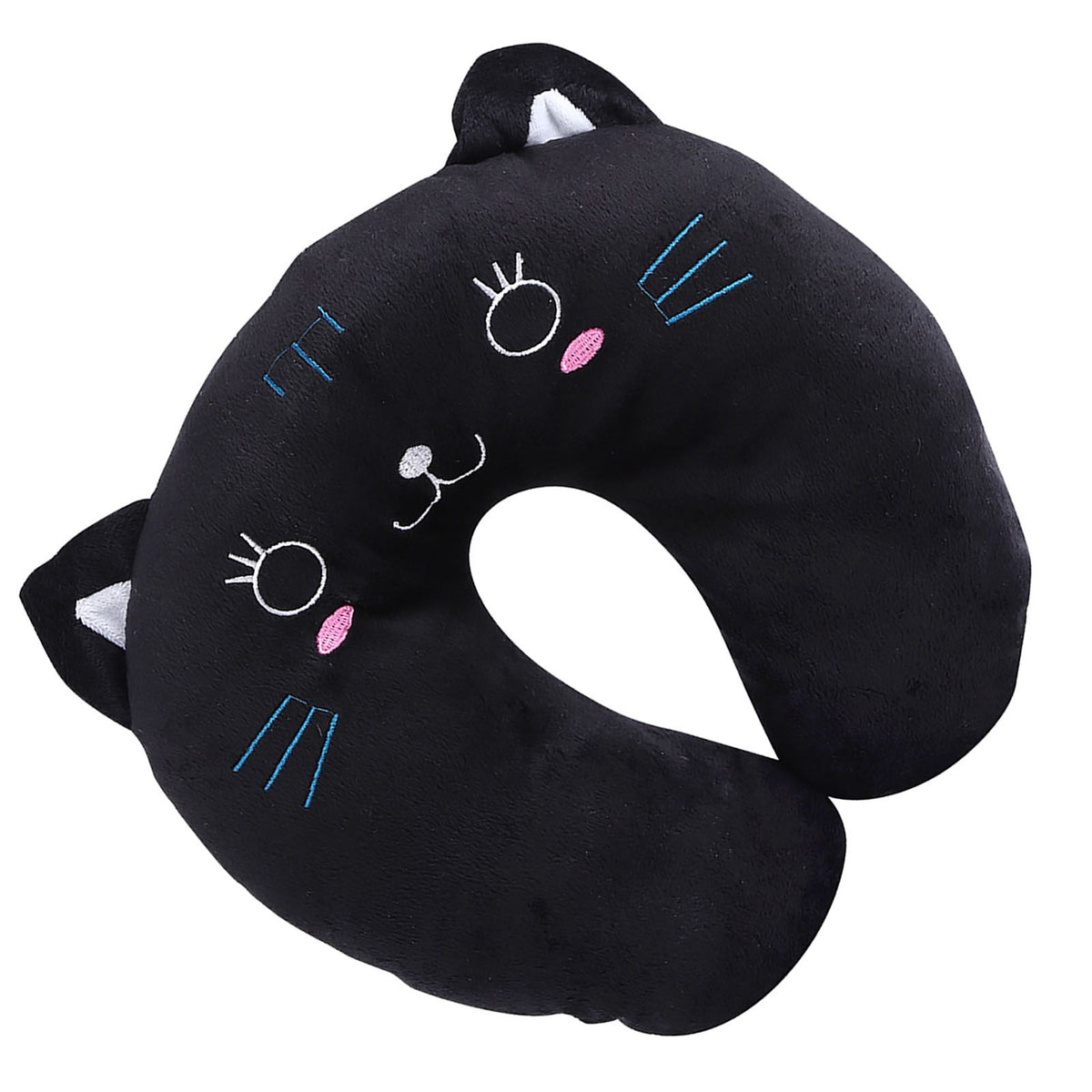 Animal Travel Neck PP Cotton Pillow Soft U Shaped Car Head Rest Toy Cushion Black Cat
