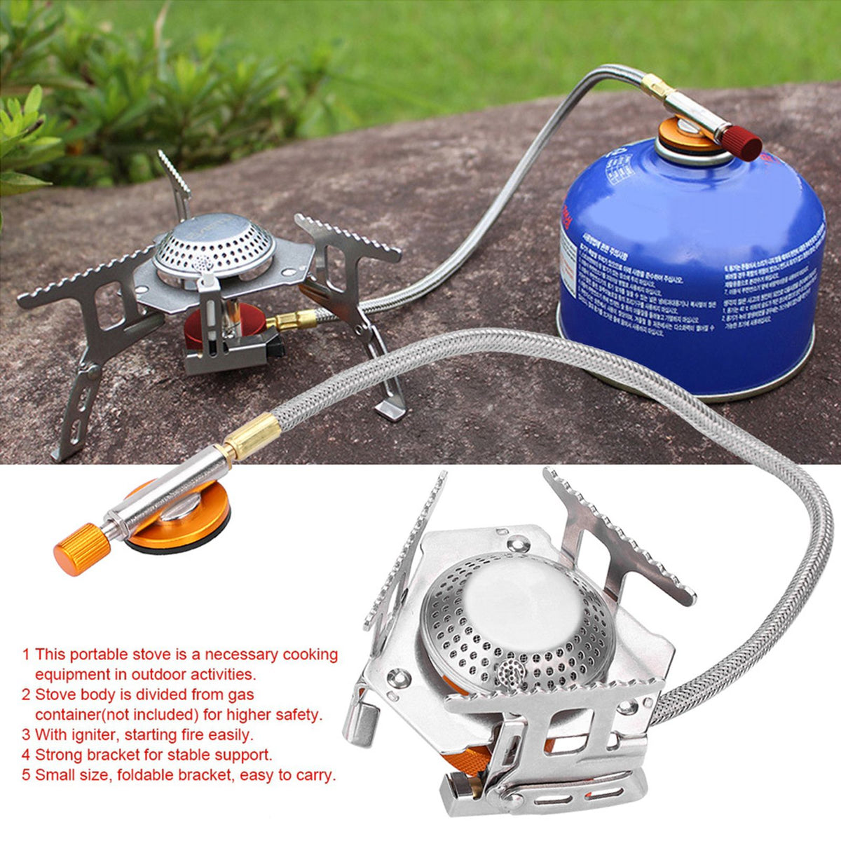 3500W Portable Outdoor Picnic Gas Burner Foldable Backpacking Camping Mini Metal Stove