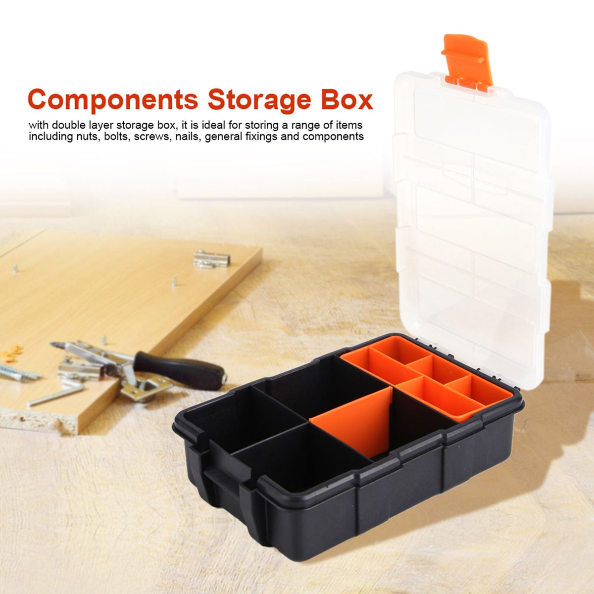 Two layer Plastic Heavy duty Components Storage Box Case Organizer Small Parts Tool Box
