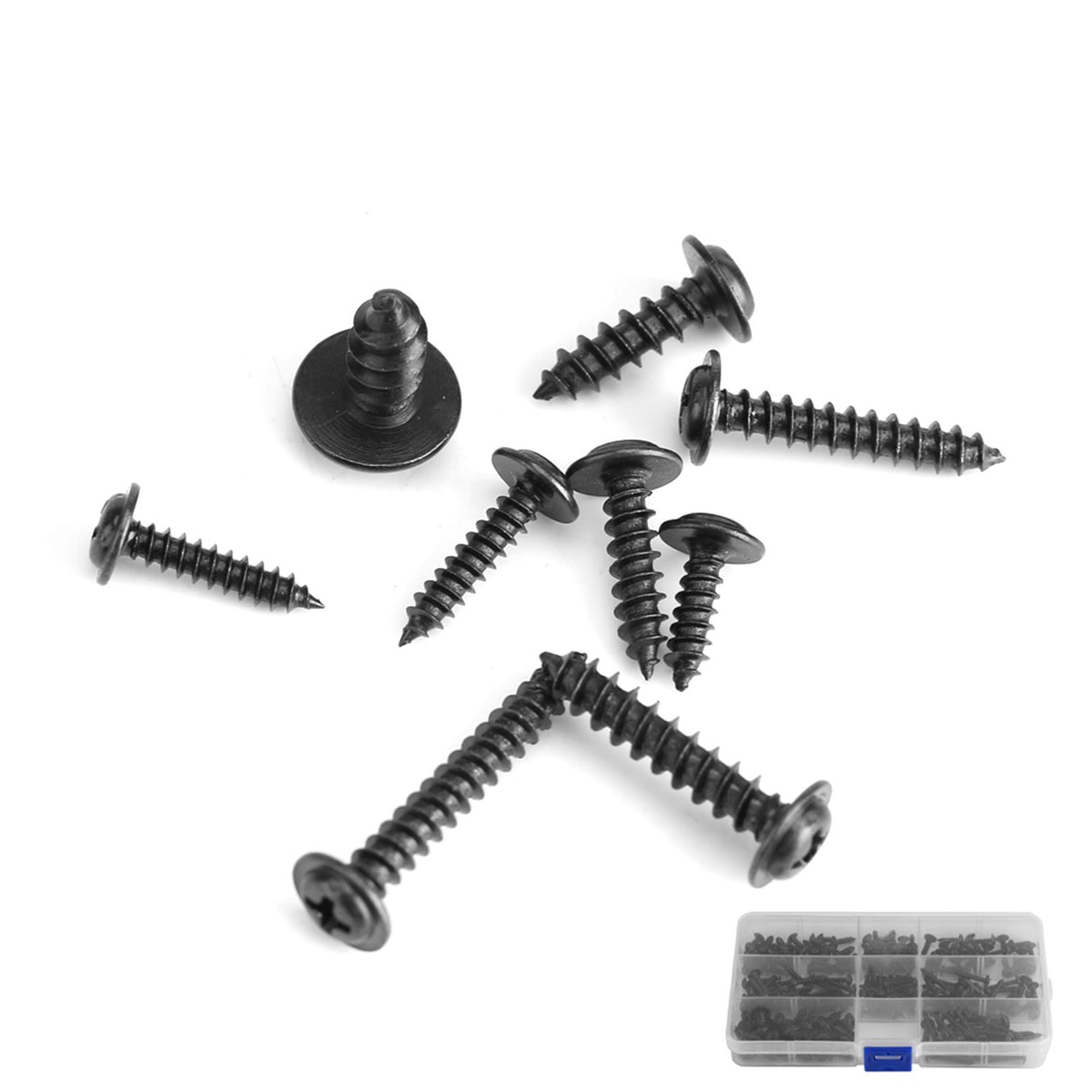 200Pcs Carbon Steel Round Head Self Tapping Screw Tools Accessories Set Screws Kit