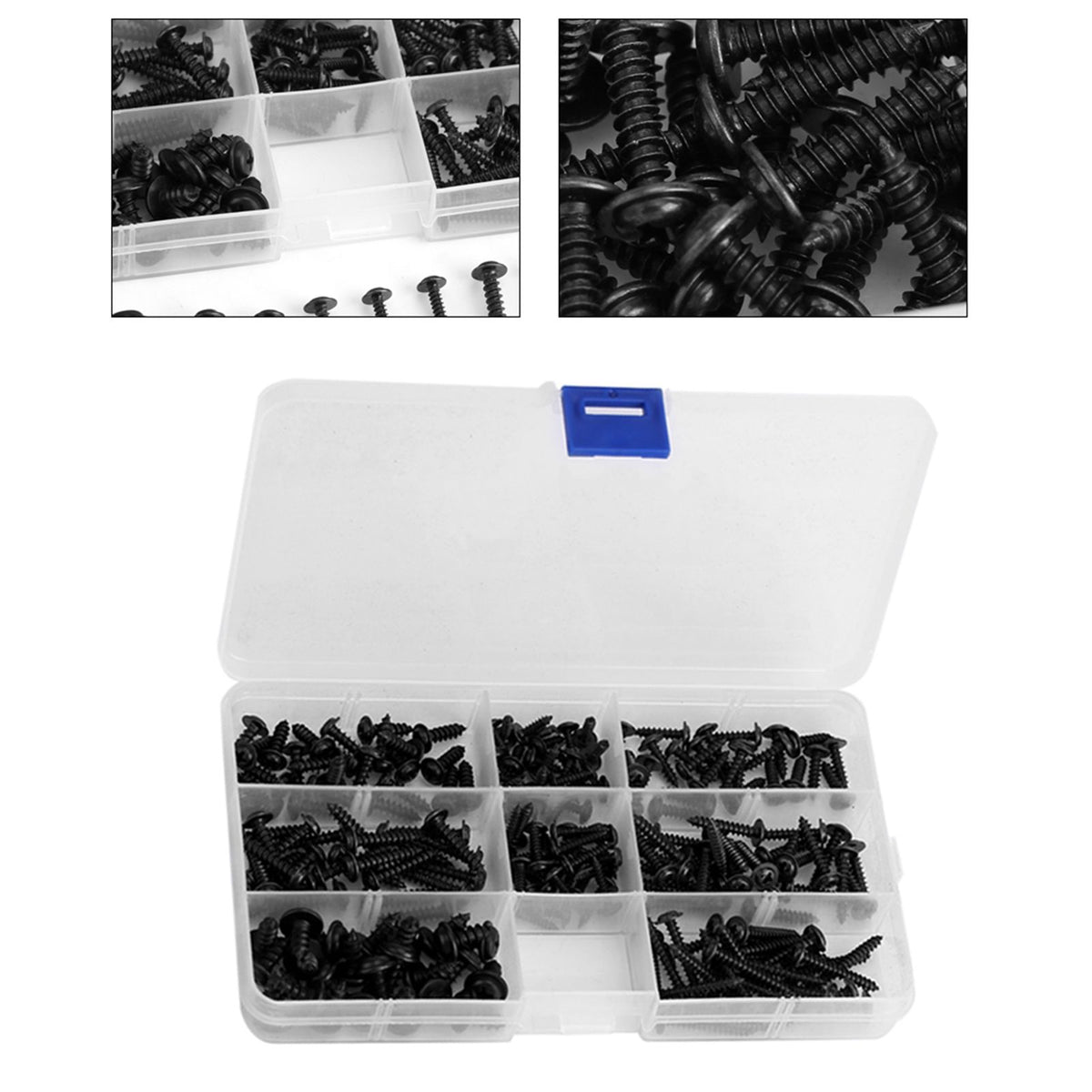 200Pcs Carbon Steel Round Head Self Tapping Screw Tools Accessories Set Screws Kit