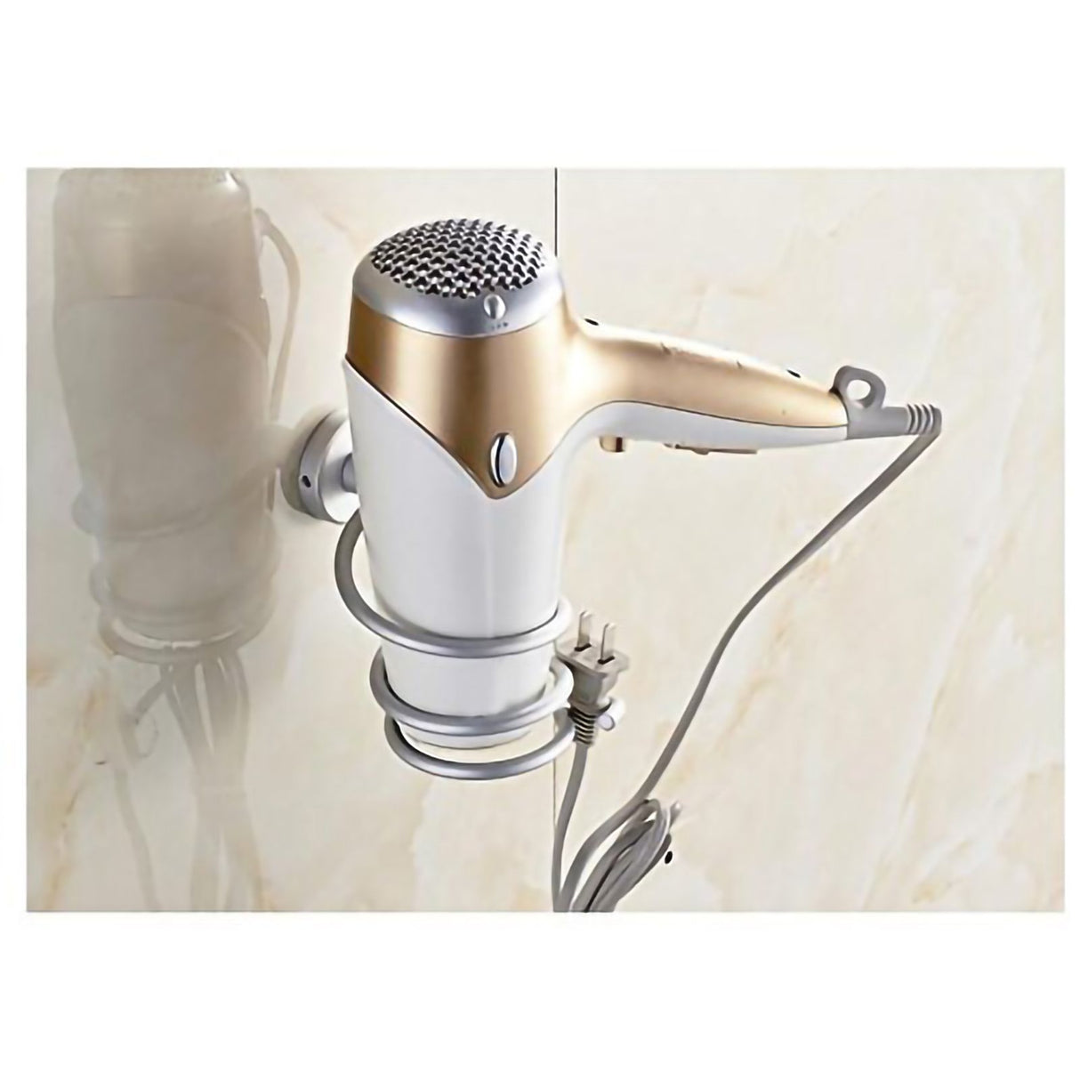 Ymiko Home Bathroom Wall Mounted Hair Dryer Holder Organizer Stand Storage Hanging Rack