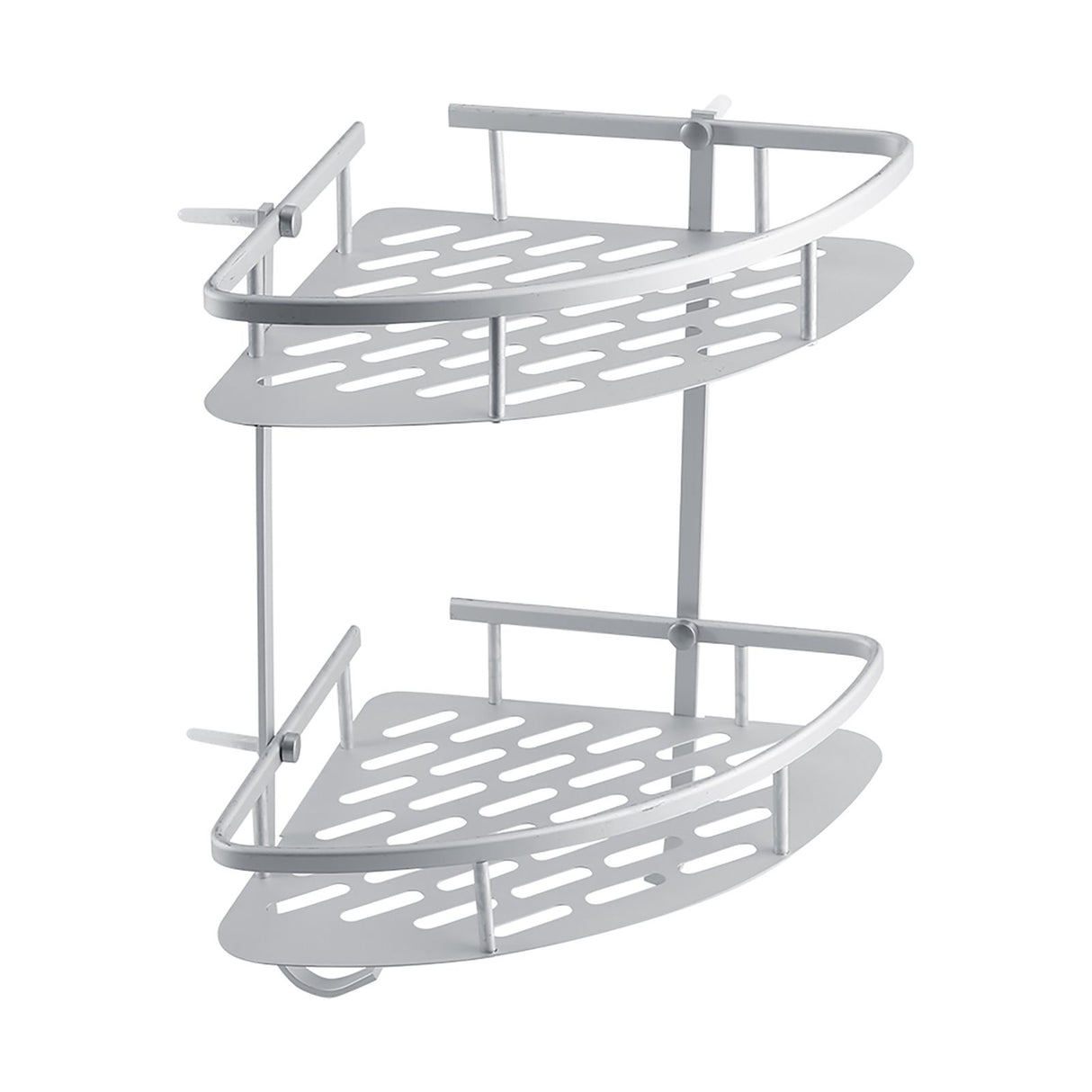 Aluminum Dual Tier Shower Caddy Shelf Bathroom Corner Rack Storage Towel Holder