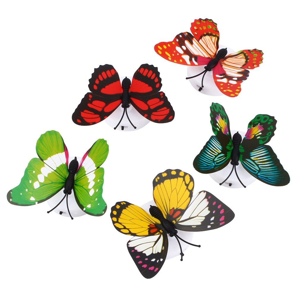 Colorful Changing Butterfly LED Night Light Lamp Home Room Desk Wall Decor AB