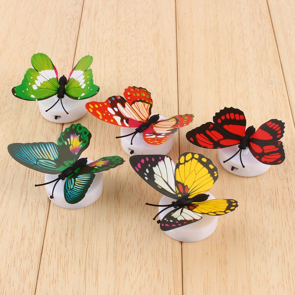 Colorful Changing Butterfly LED Night Light Lamp Home Room Desk Wall Decor AB