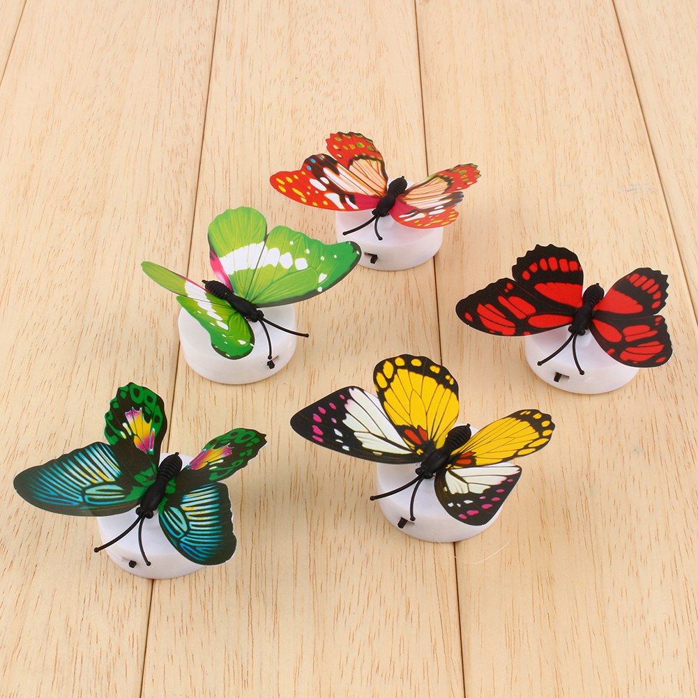 Colorful Changing Butterfly LED Night Light Lamp Home Room Desk Wall Decor AB
