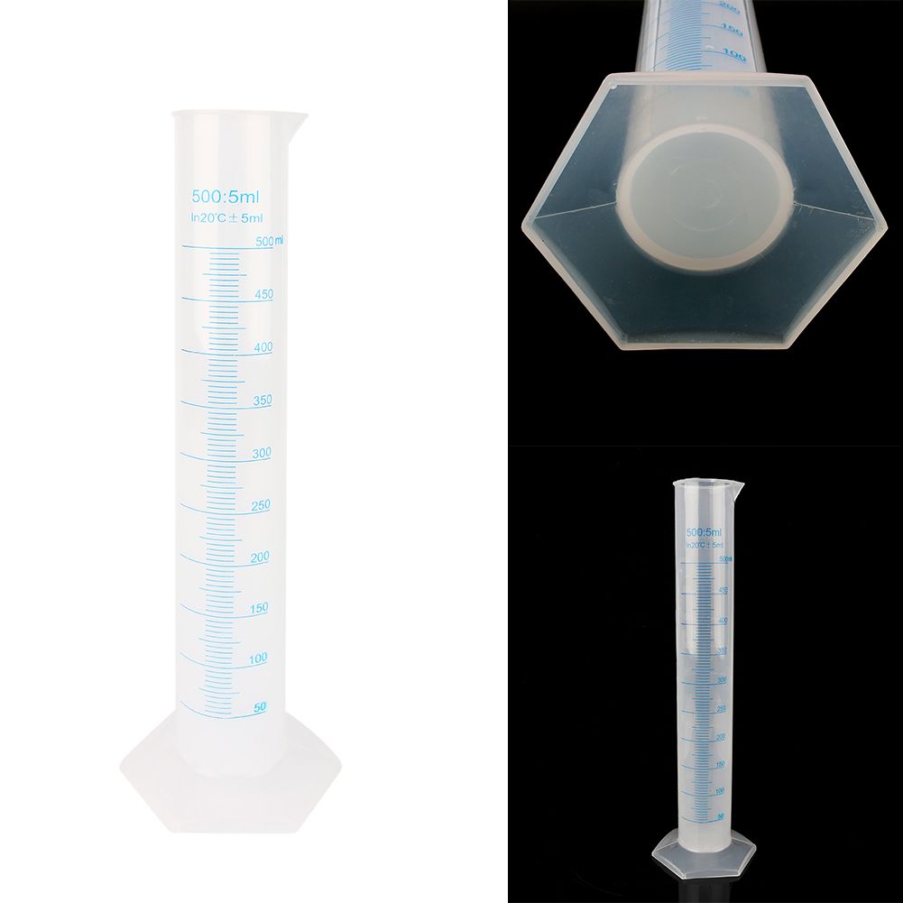 500ml Measuring Cylinder Plastic Graduated Laboratory Trial Test Liquid Tube Hot