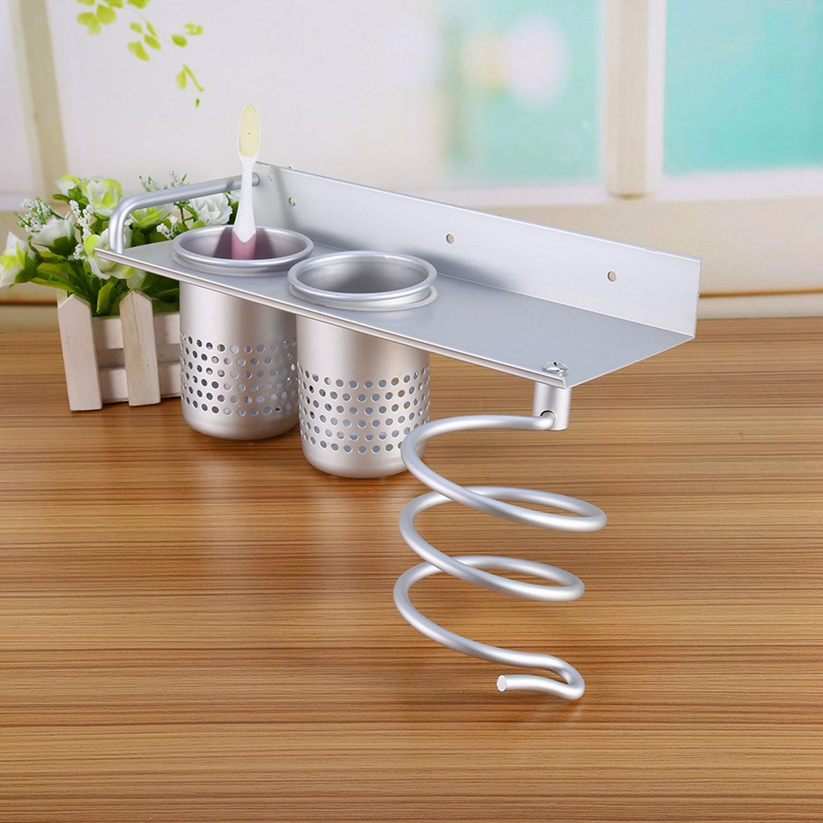 Wall Storage Organizer Holder Hairdryer Holder Toothbrush Toilet