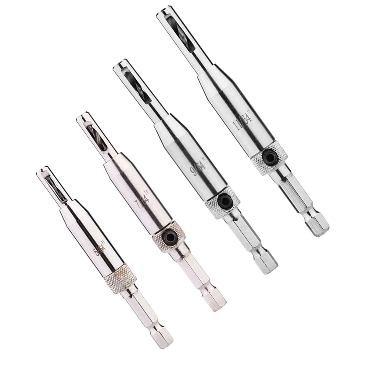 4pcs Hex Shank Self Centering Drill Bit Set Door Window Hinge Hole Puncher Woodworking Tool