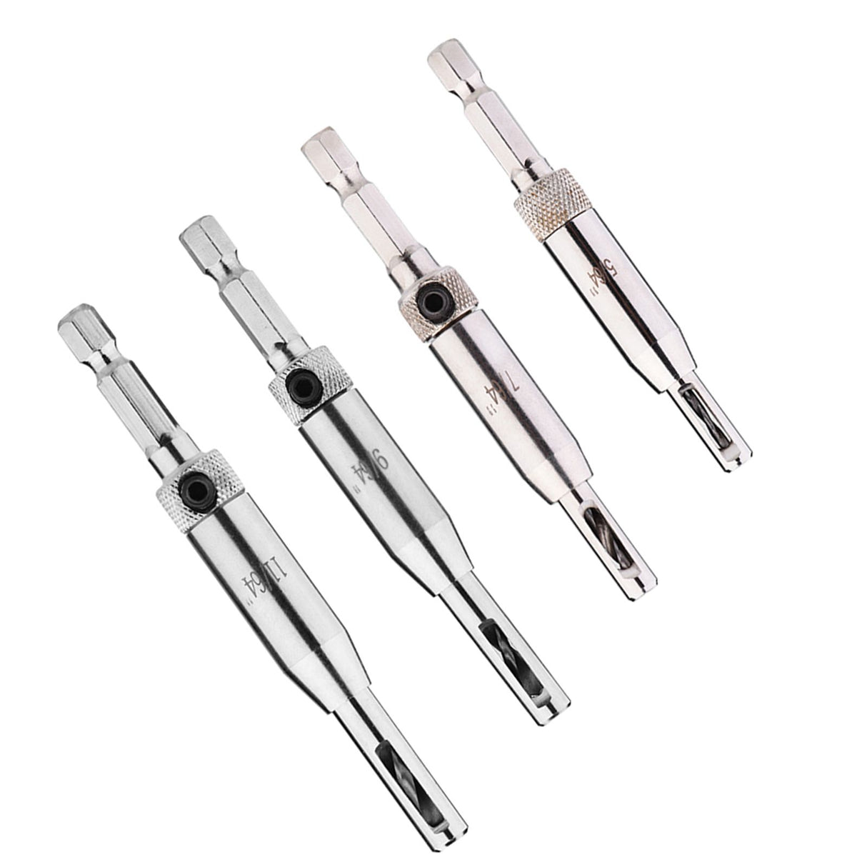 4pcs Hex Shank Self Centering Drill Bit Set Door Window Hinge Hole Puncher Woodworking Tool