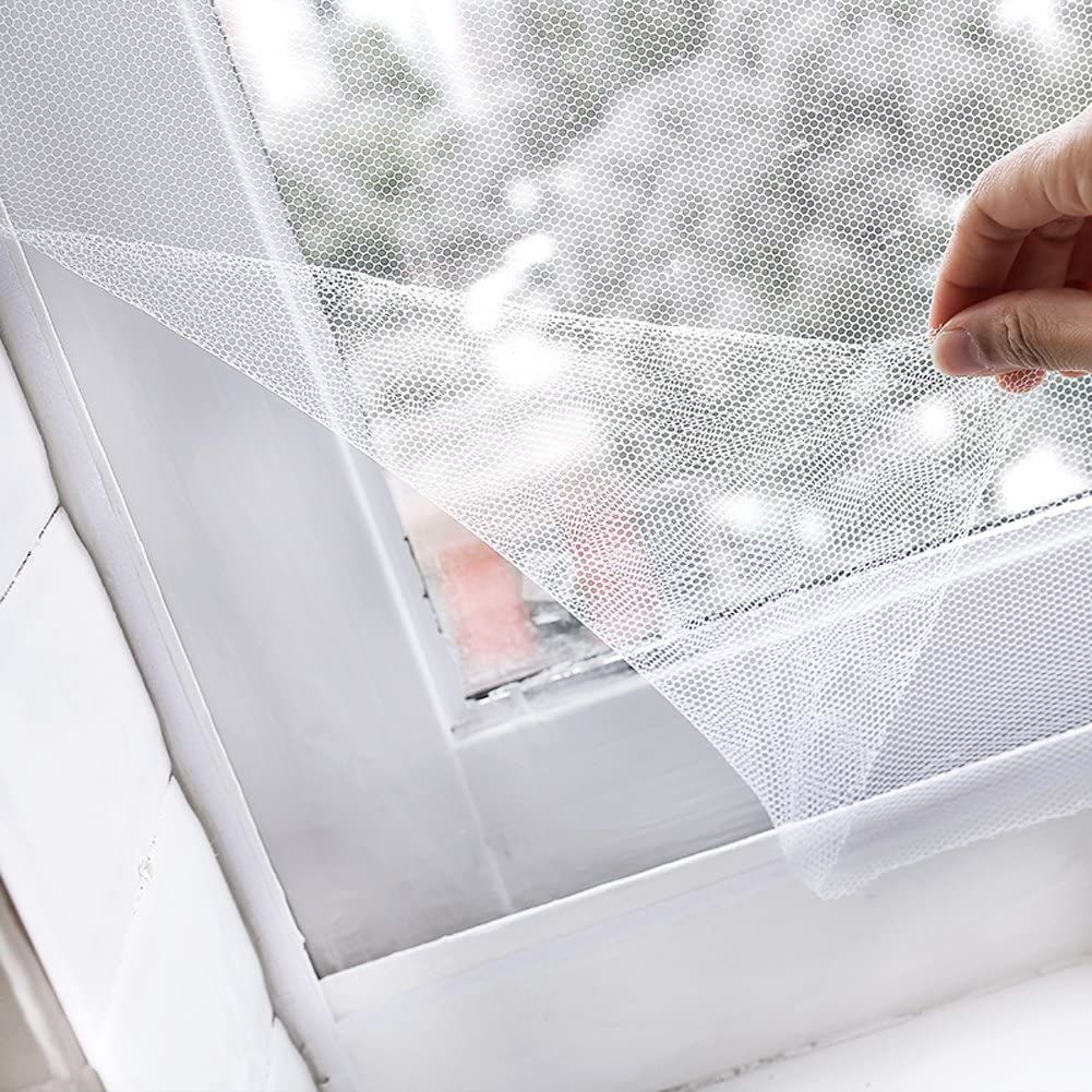 Self Adhesive Window Screening Mesh Anti Mosquito Bugs Flies Insects Room Curtain(130*150cm)