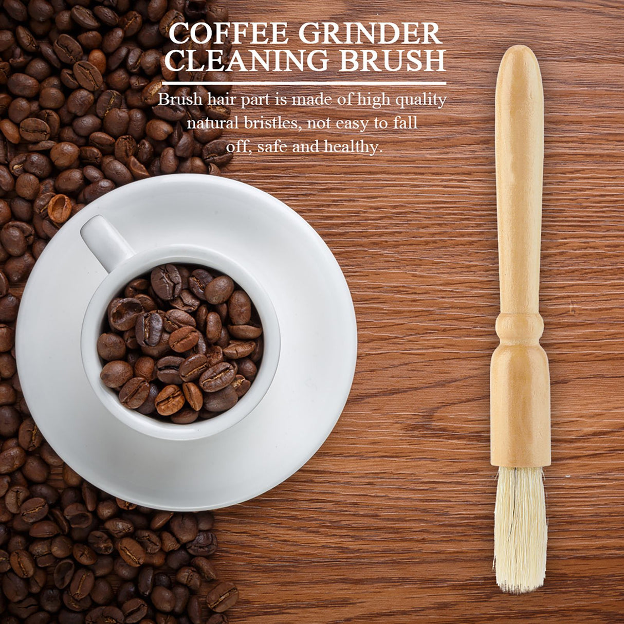 Coffee Grinder Machine Cleaning Brush Solid Wooden Handle Practical Cleaner Tool Accessory