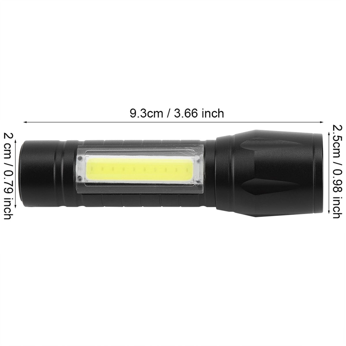 Portable XPE + COB Waterproof Telescopic Zoom 3 Modes LED Torch Outdoor