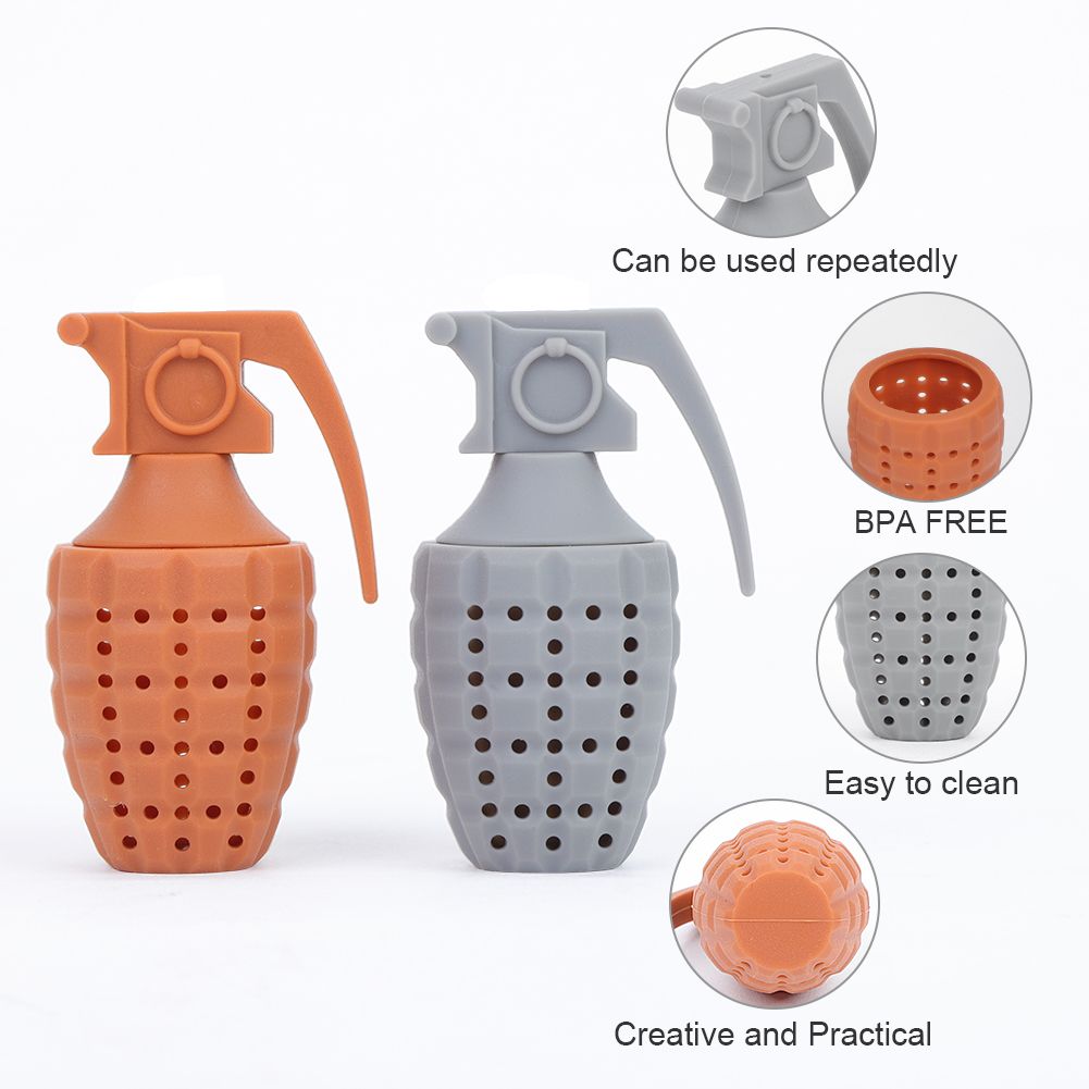 Cute Silicone Tea Infuser Food Grade Grenade Shape Design Tea Filter Funny Tea Strainer