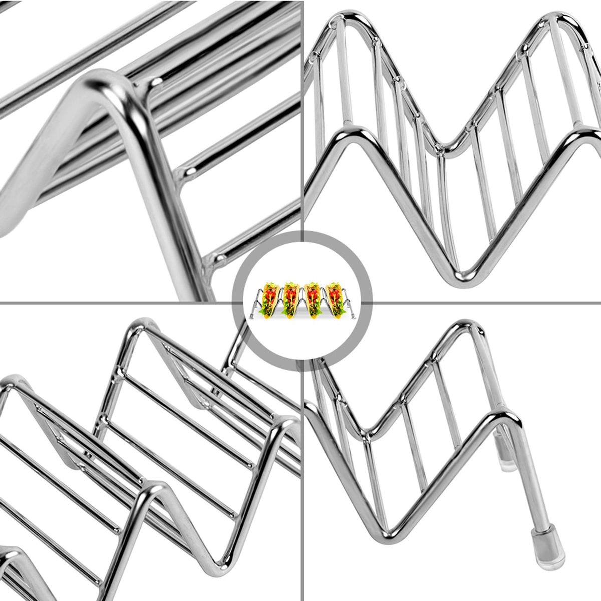 Ejoyous Taco Holder, 4 Pack Stainless Steel Taco Rack V Space Taco Stand with Protective Tips f