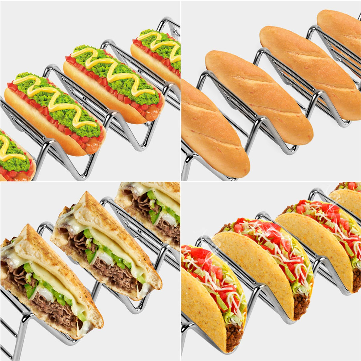 Ejoyous Taco Holder, 4 Pack Stainless Steel Taco Rack V Space Taco Stand with Protective Tips f