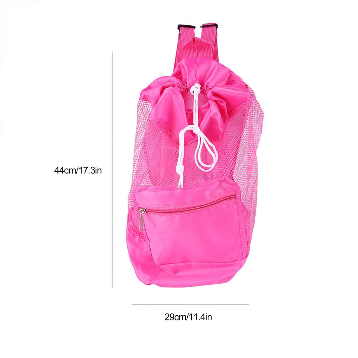 Portable Children Kids Mesh Drawstring Backpack Outdoor Beach Shell Toy Storage Bag (Pink)