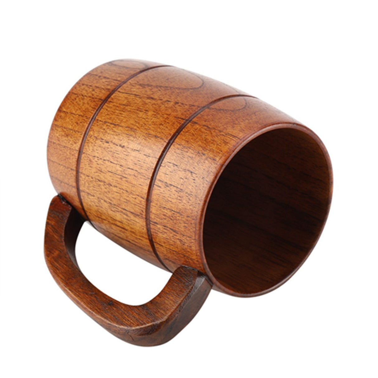 Natural Wooden Beer Cup Retro Big Capacity Tea Water Classic Wood Drinking Mug with Handle