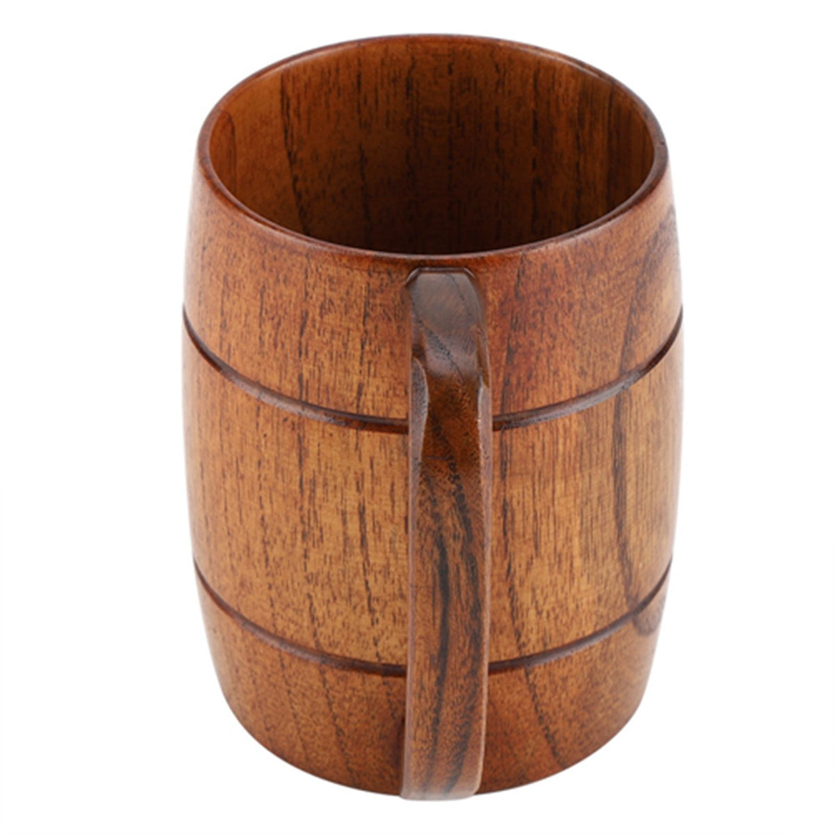 Natural Wooden Beer Cup Retro Big Capacity Tea Water Classic Wood Drinking Mug with Handle