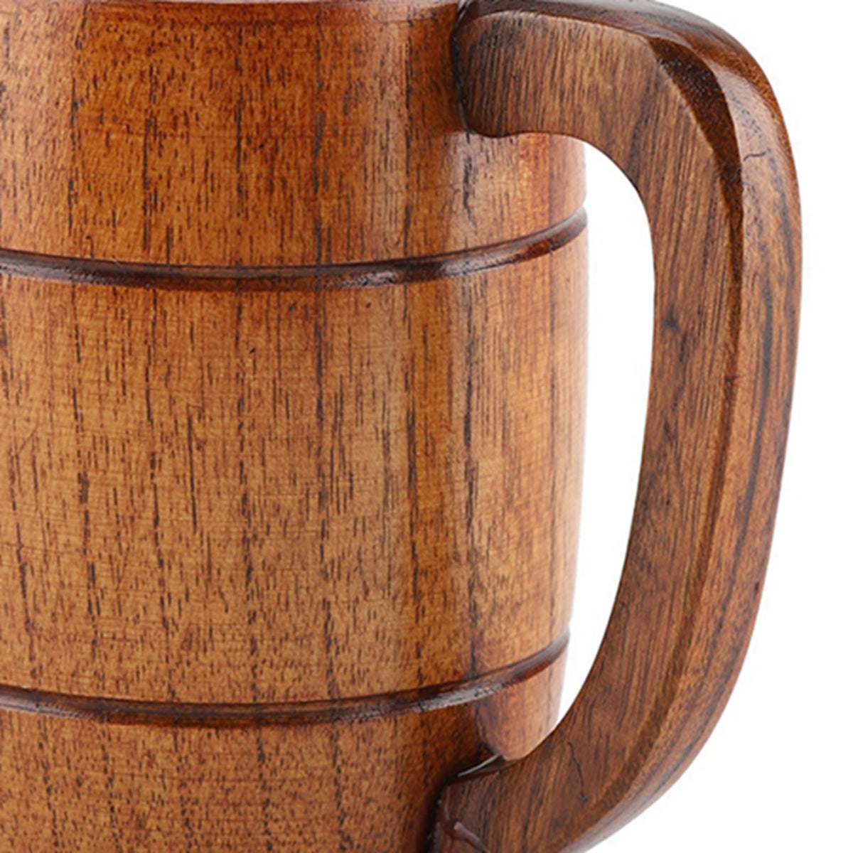 Natural Wooden Beer Cup Retro Big Capacity Tea Water Classic Wood Drinking Mug with Handle