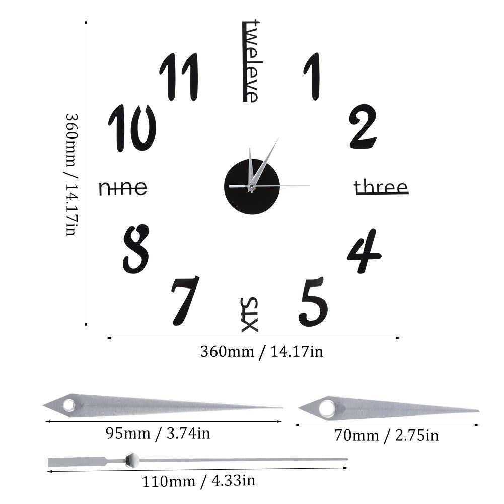 Wall Sticker digital clock stickers Wall Clock DIY 3D Decorative Wall Clock for Home Black
