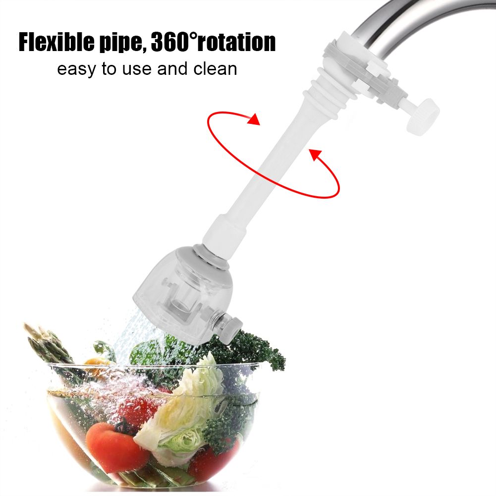 Movable Water Saving Extension Faucet Splash proof Kitchen Valve Spray Gray 18cm