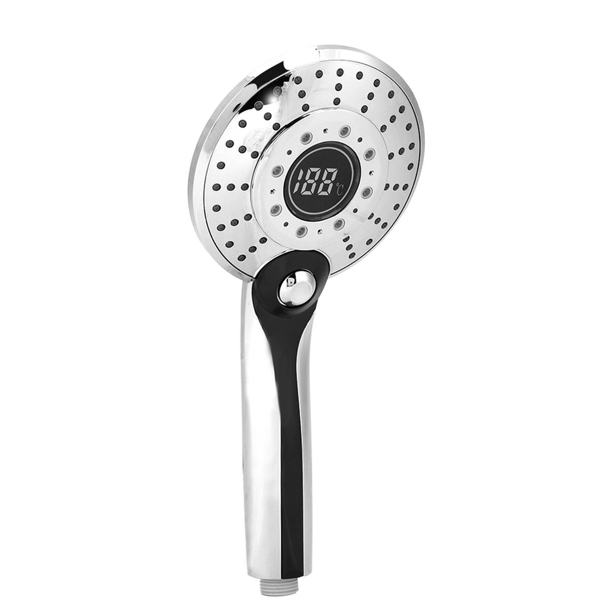Digital Display Handheld Shower Head with 3-color Temperature Control LED Light 3 Spraying Mode