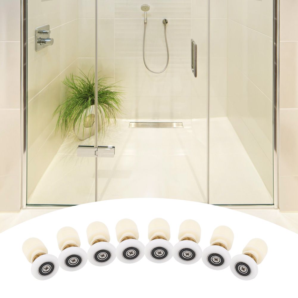8pcs Brass ABS Sliding Glass Shower Door Rollers Runners Pulleys Bathroom Doors Hardware (23mm)