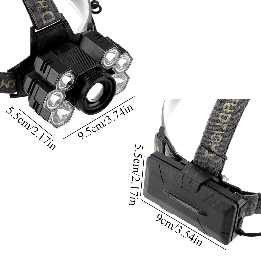 USB Rechargeable 7LED High Bright Headlight Head Torch Lamp for Outdoor Camping Fishing