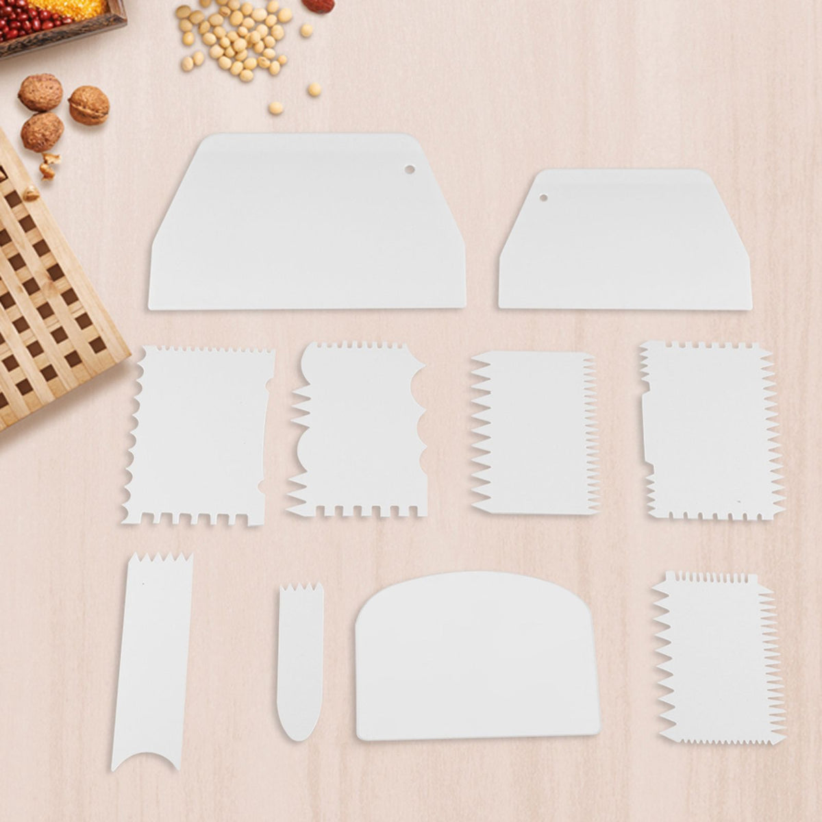 10pcs/set Plastic Baking Edge Dough Scraper Cutter Pastry Spatulas Cake Decoration Baking Tools