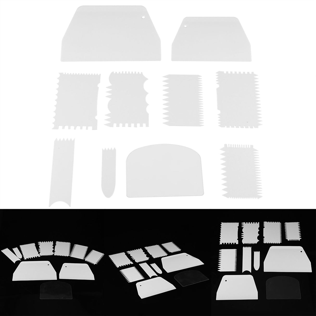 10pcs/set Plastic Baking Edge Dough Scraper Cutter Pastry Spatulas Cake Decoration Baking Tools