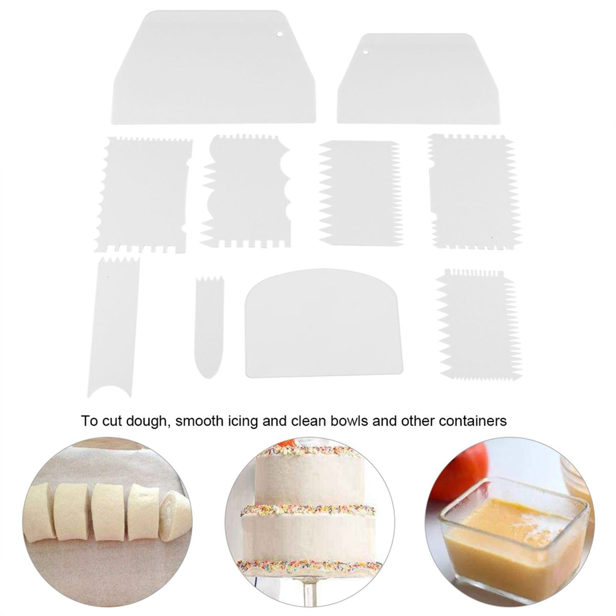 10pcs/set Plastic Baking Edge Dough Scraper Cutter Pastry Spatulas Cake Decoration Baking Tools