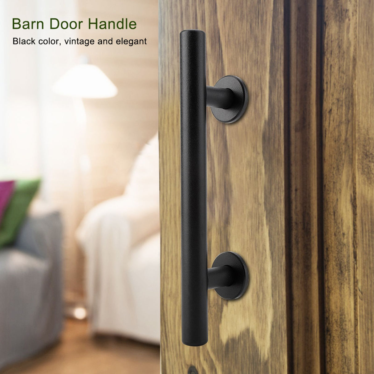 Black Heavy Duty Carbon Steel Sliding Barn Door Closet Pull Handle Wooden Gate Hardware